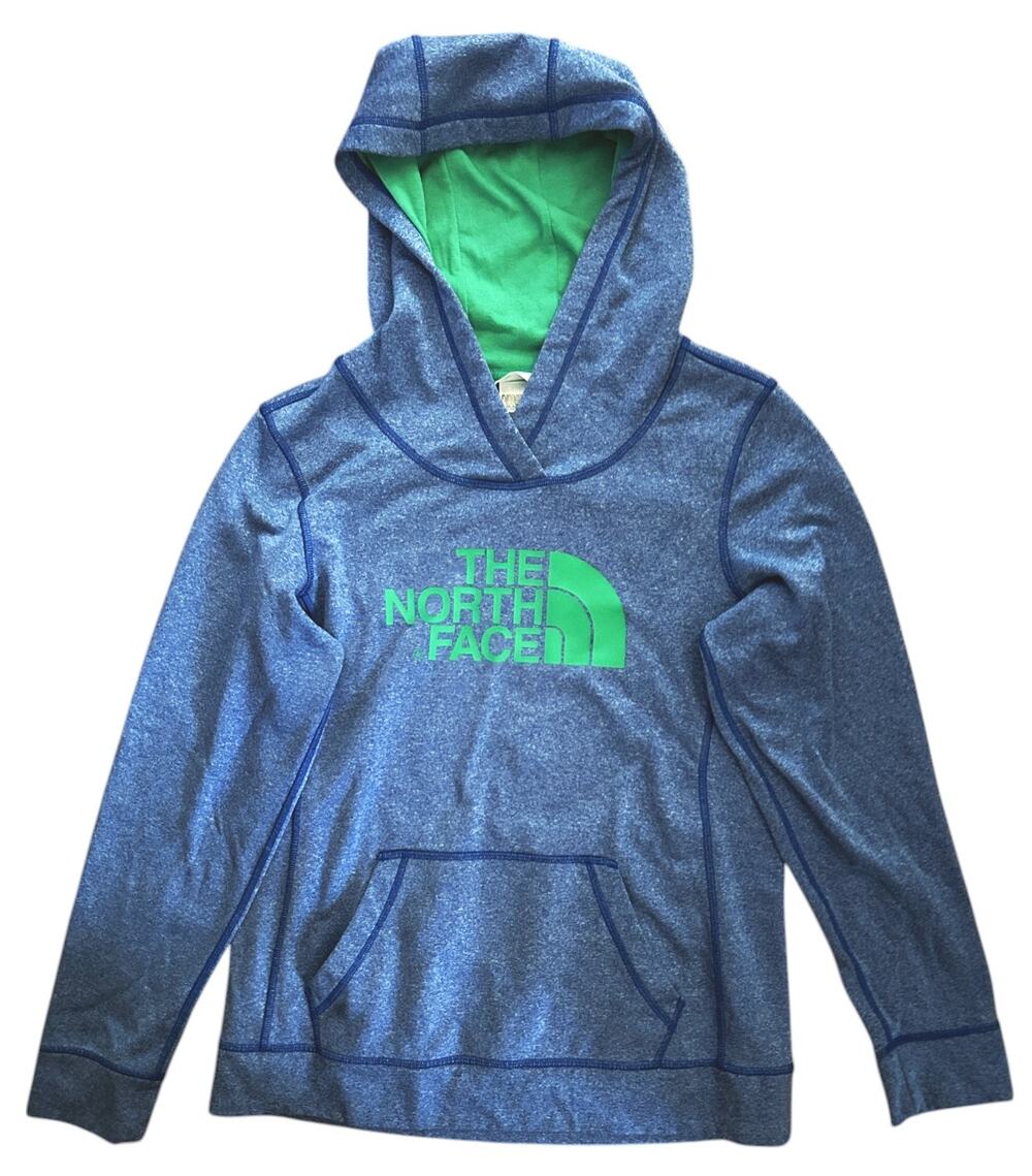 The North Face Blue & Green Logo Hoodie Pullover Women’s Medium